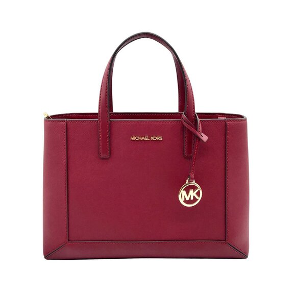 Michael Kors Red Saffiano Leather Medium Sallie Satchel Bag - Picture 1 of 10
